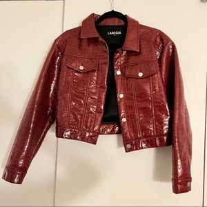 I AM GIA dark red faux croc jacket - size XS